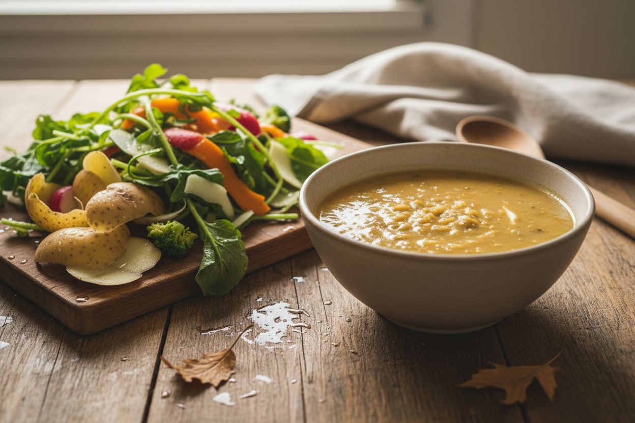 Soupe ou velouté végétarien “zéro gaspillage” terminé