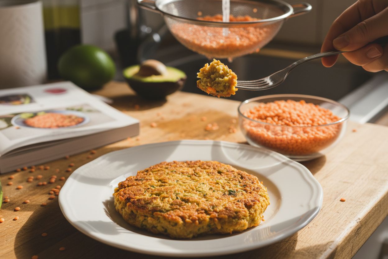 Steak de lentilles corail terminé
