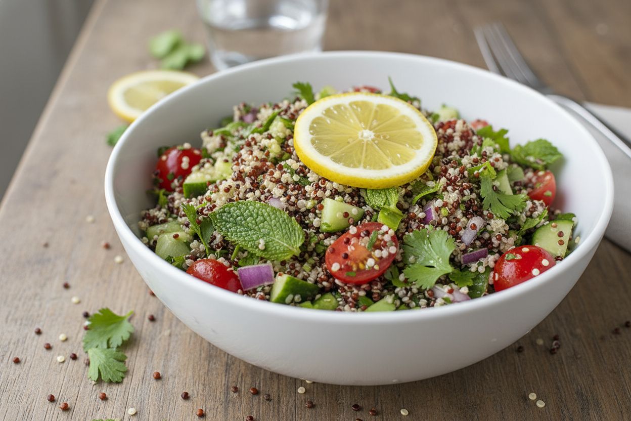 Taboulé de quinoa aux herbes fraîches terminé