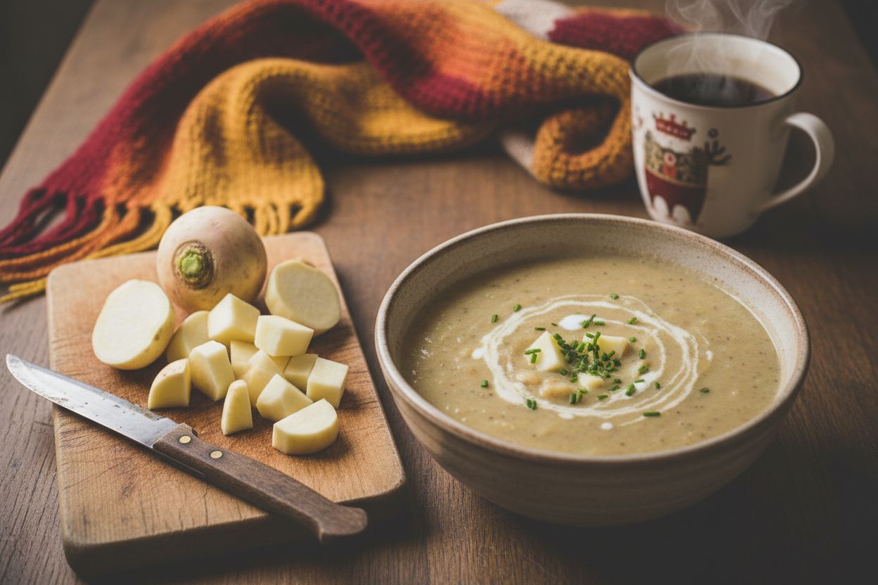 Velouté de navets et pommes de terre terminé