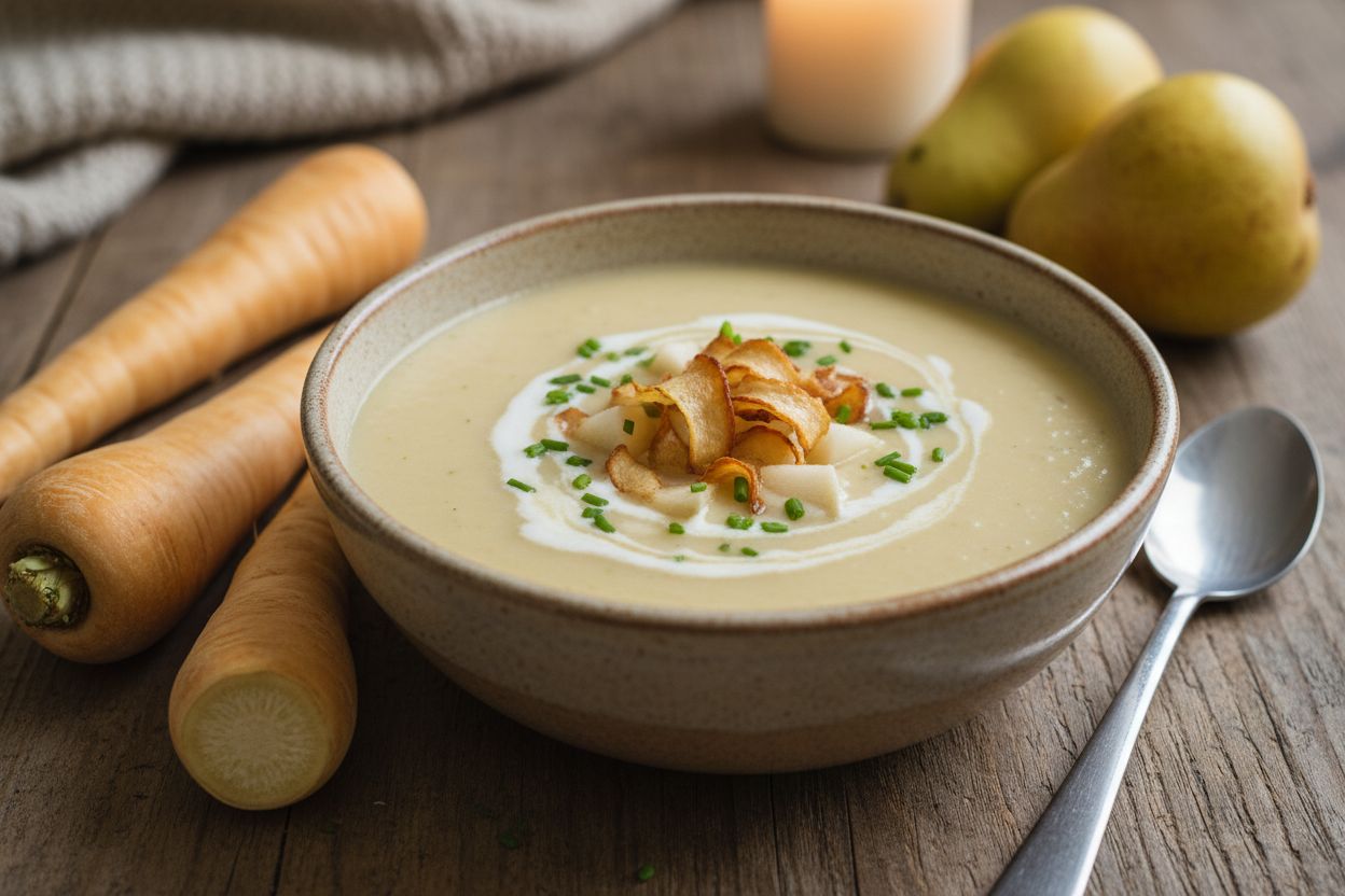Velouté de panais et poire terminé