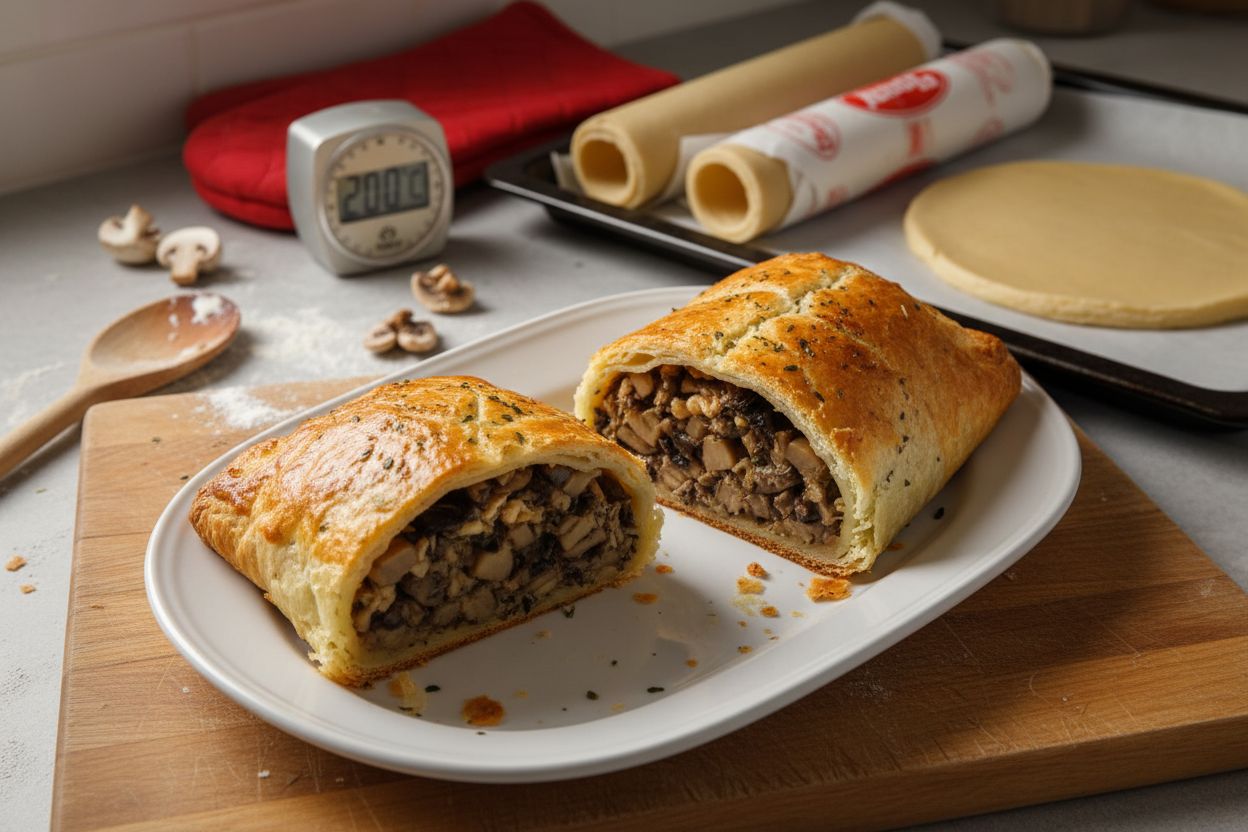 Wellington végétarien aux champignons et noix terminé