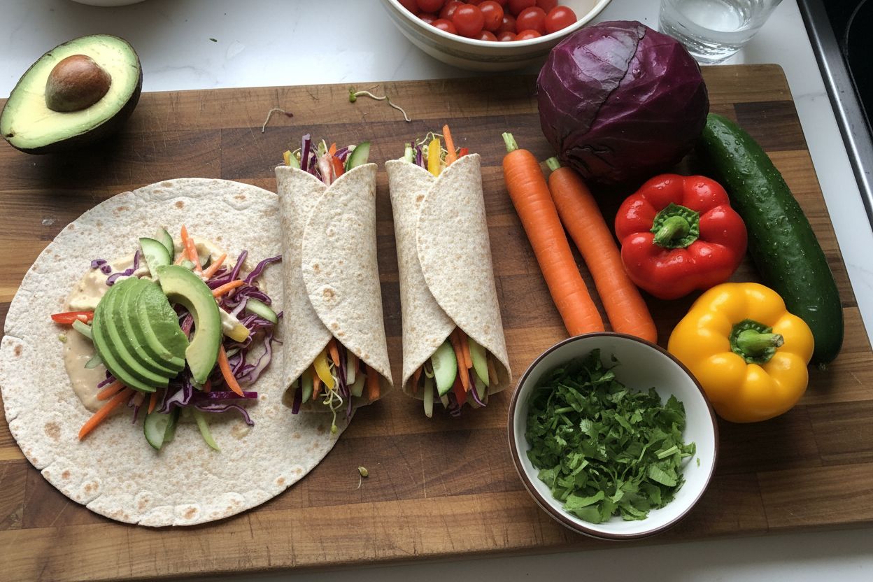 Wraps californiens avocat-crudités terminé