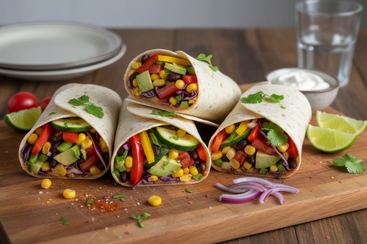 Wraps aux légumes tex-mex terminé