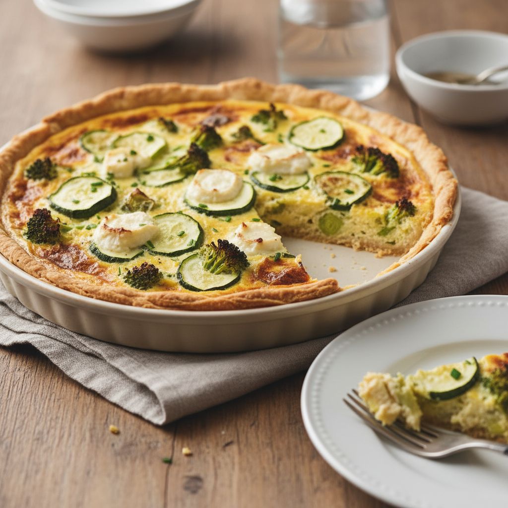 Quiche vegetarienne poireaux brocolis courgettes