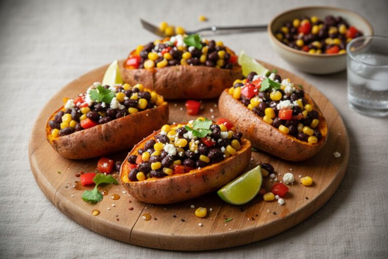 Patates douces farcies recette saine et gourmande haricots noirs maïs