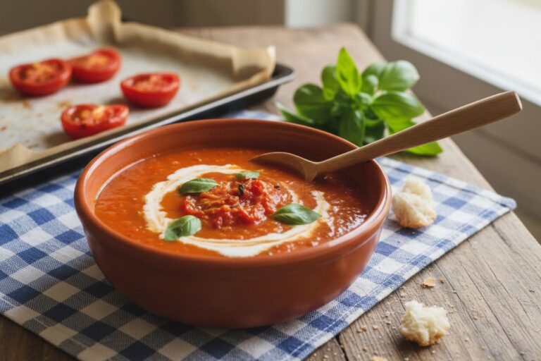 Soupe tomate rôtie basilic Recette provençale réconfortante