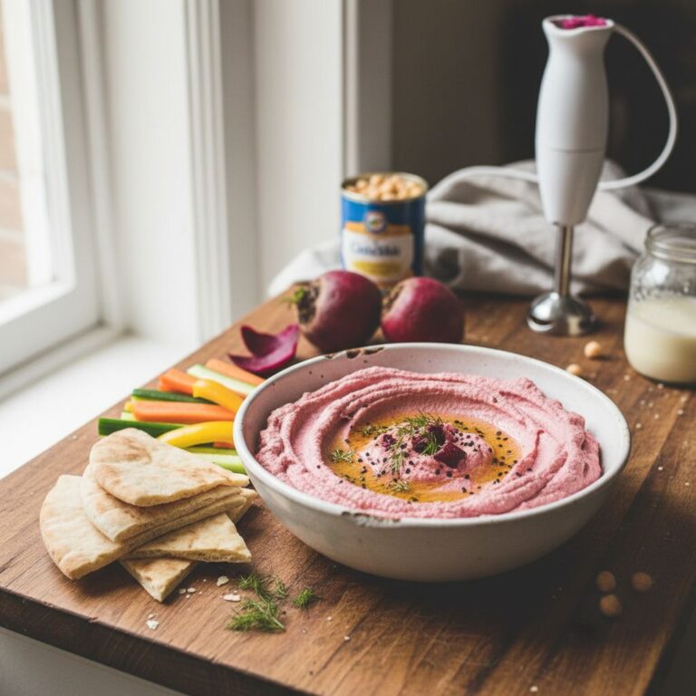 Houmous betterave rose sans tahini Recette facile colorée et vitaminée