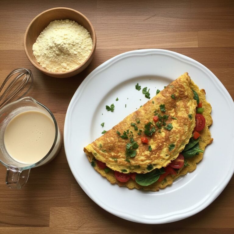 Omelette végétale Farine de pois chiche Recette facile et protéinée Omelette sans oeuf Farine de pois chiche Petit déjeuner vitaminé Remplace les oeufs Recette omelette végétale à la farine de pois chiche Omelette de pois chiche Végétalienne Rapide et délicieuse Omelette aux pois chiches Recette protéinée et énergie garantie