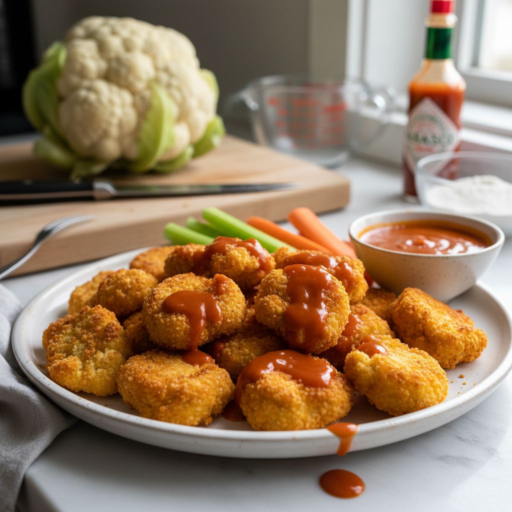 Nuggets de chou-fleur croustillants sauce buffalo