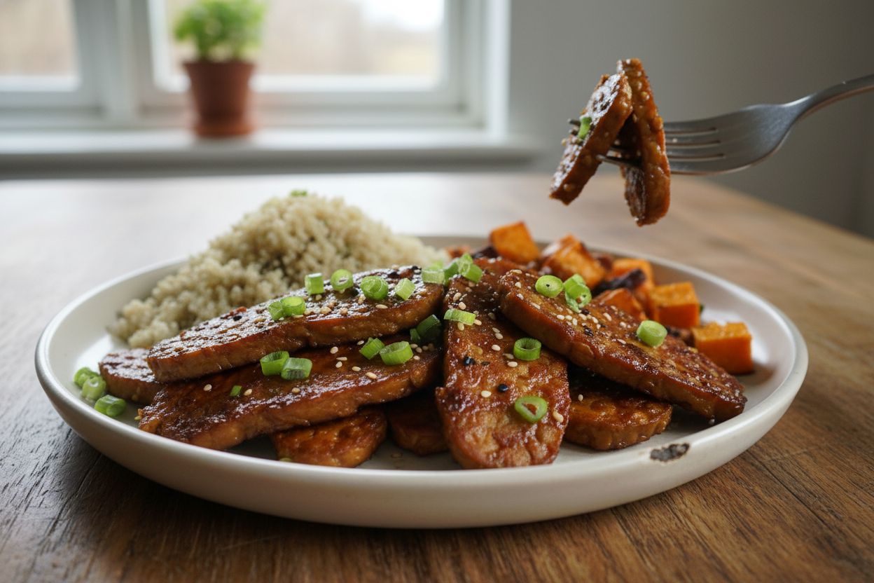 Tempeh marine a sauce soja sirop derable