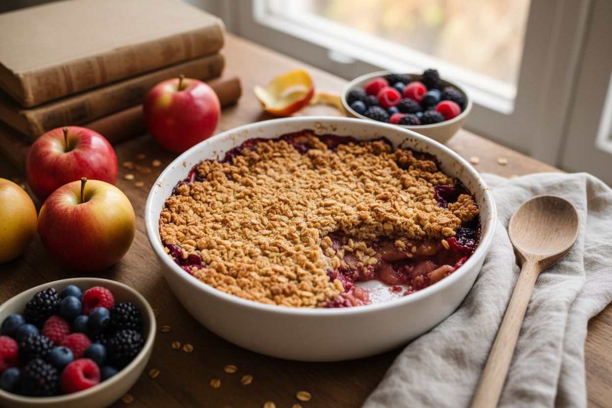 Crumble pommes fruits rouges