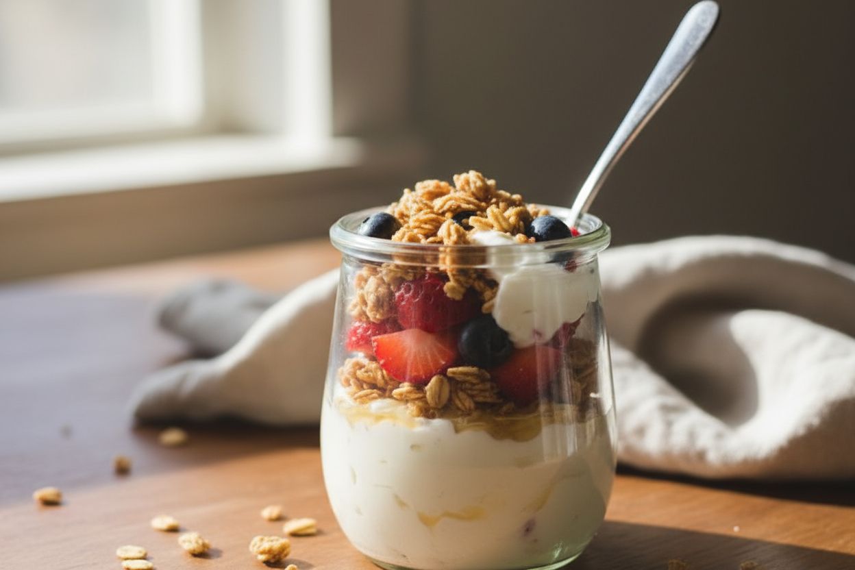 Parfait au yaourt, fruits et granola