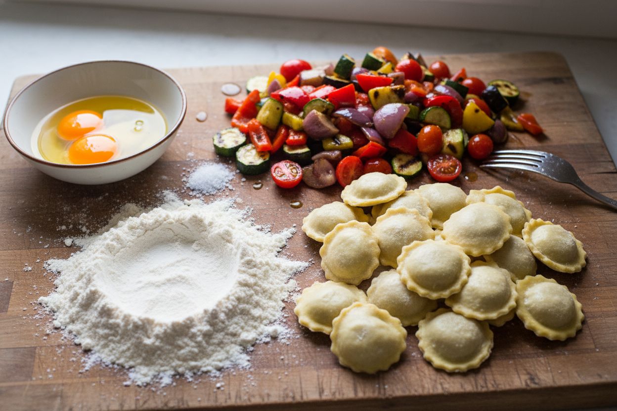 Raviolis aux légumes grillés