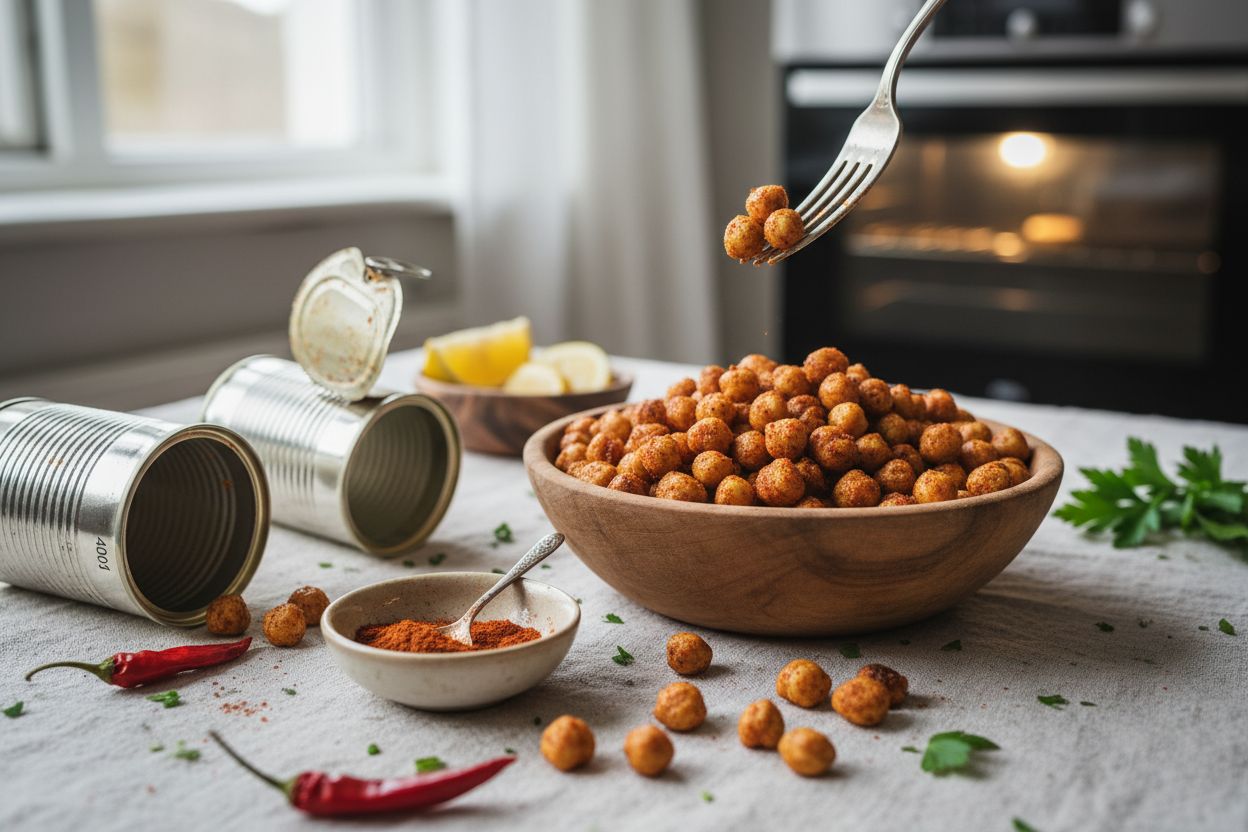 Salade de pois chiches croquants au four, paprika fumé
