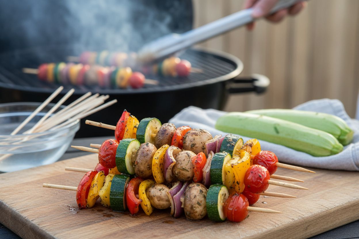 Brochettes de légumes grillés et marinés terminé