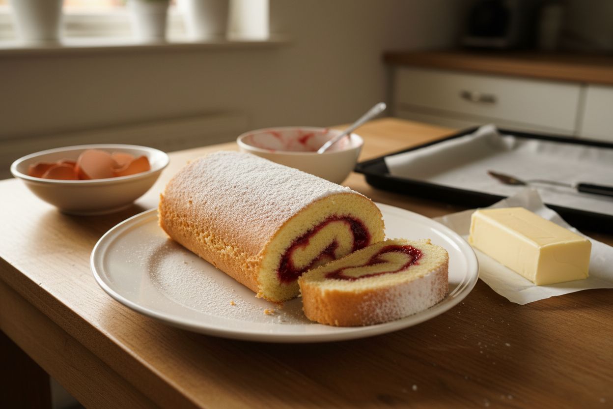 Gâteau roulé à la confiture terminé