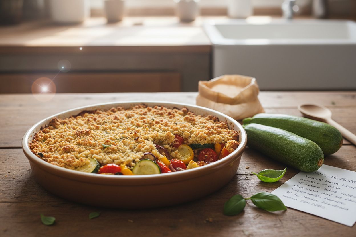 Crumble salé aux légumes d’été terminé