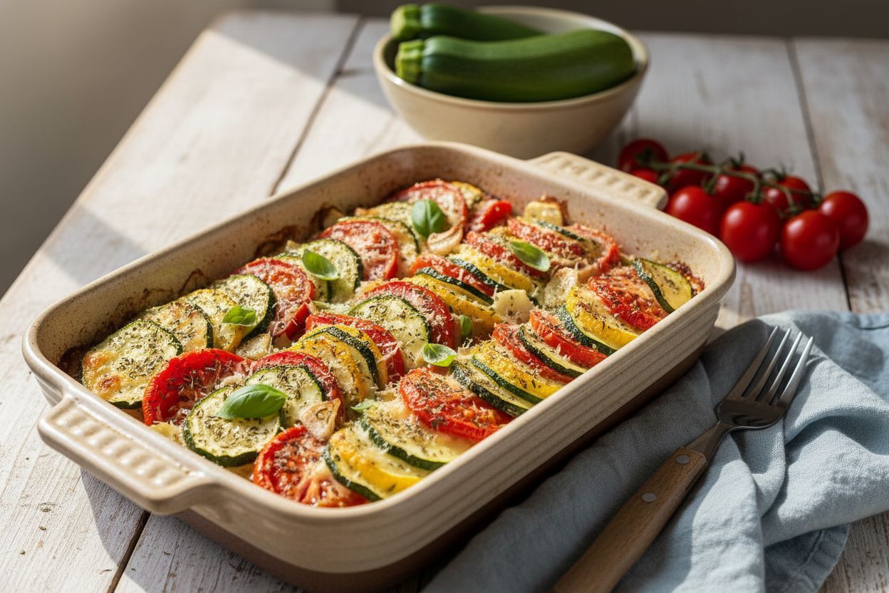 Gratin de courgettes et tomates terminé