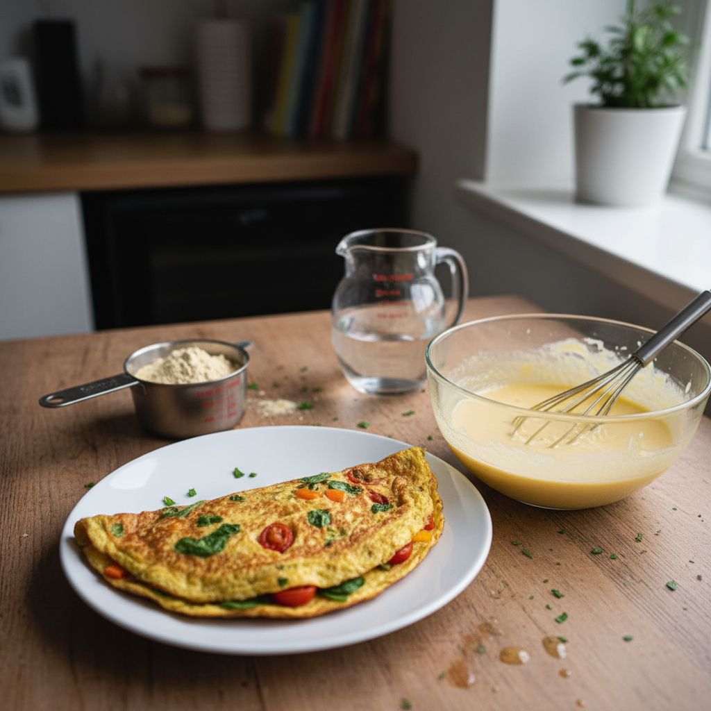Omelette végétale sans œuf à la farine de pois chiche terminé