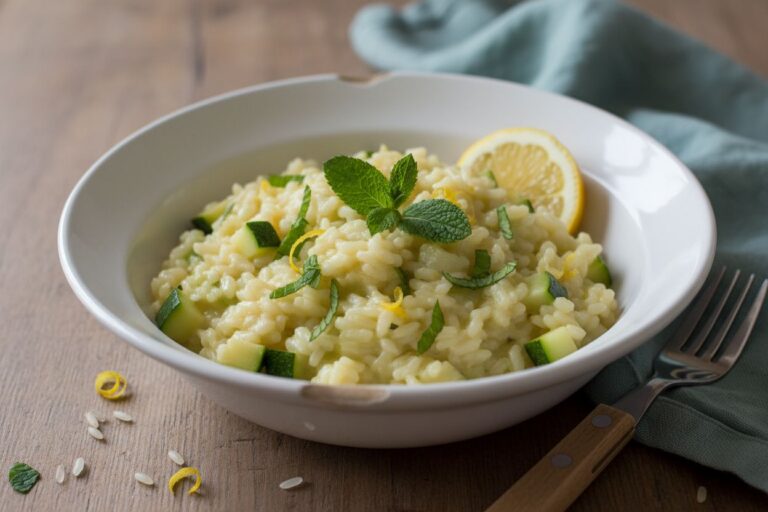 Risotto Citron Courgettes Menthe Fraîche Recette Végétarienne Élégante