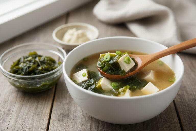 Soupe miso énergisante Tofu soyeux et algues Wakamé