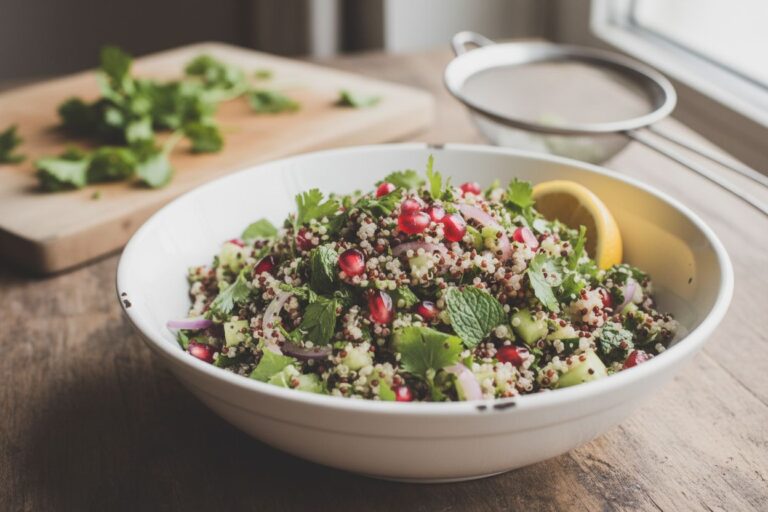 Taboulé Quinoa Grenade Herbes Fraîches Recette Énergisante