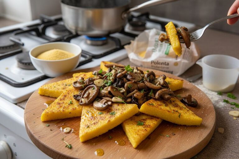 Polenta grillée champignons : recette gourmande et facile