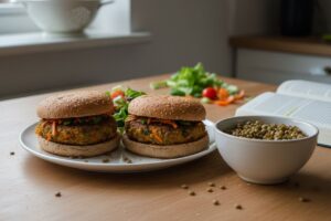 Burgers de lentilles et légumes