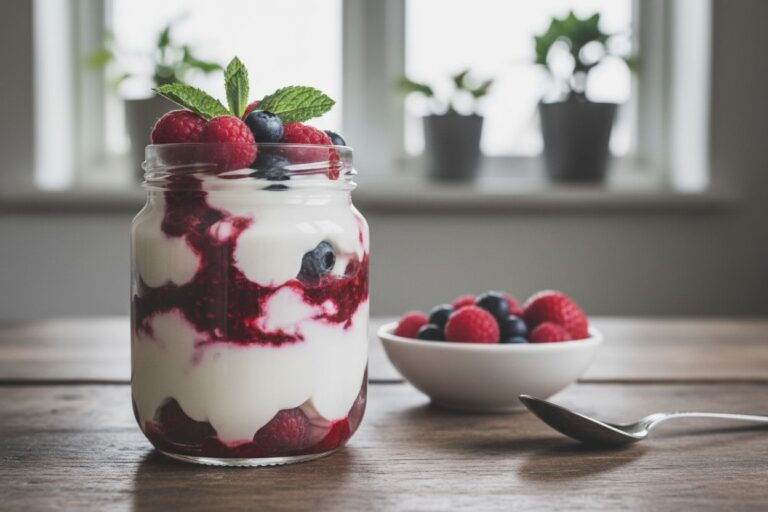 Parfait glacé yaourt fruits rouges Dessert léger vitaminé facile