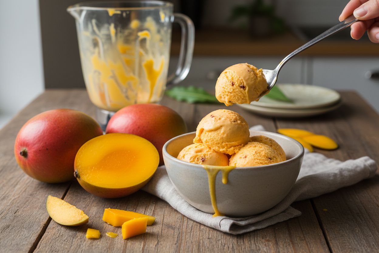 Glace maison à la mangue