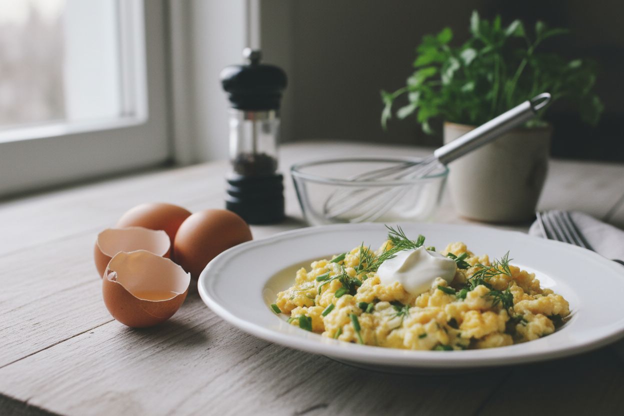 Oeufs brouillés aux herbes fraîches