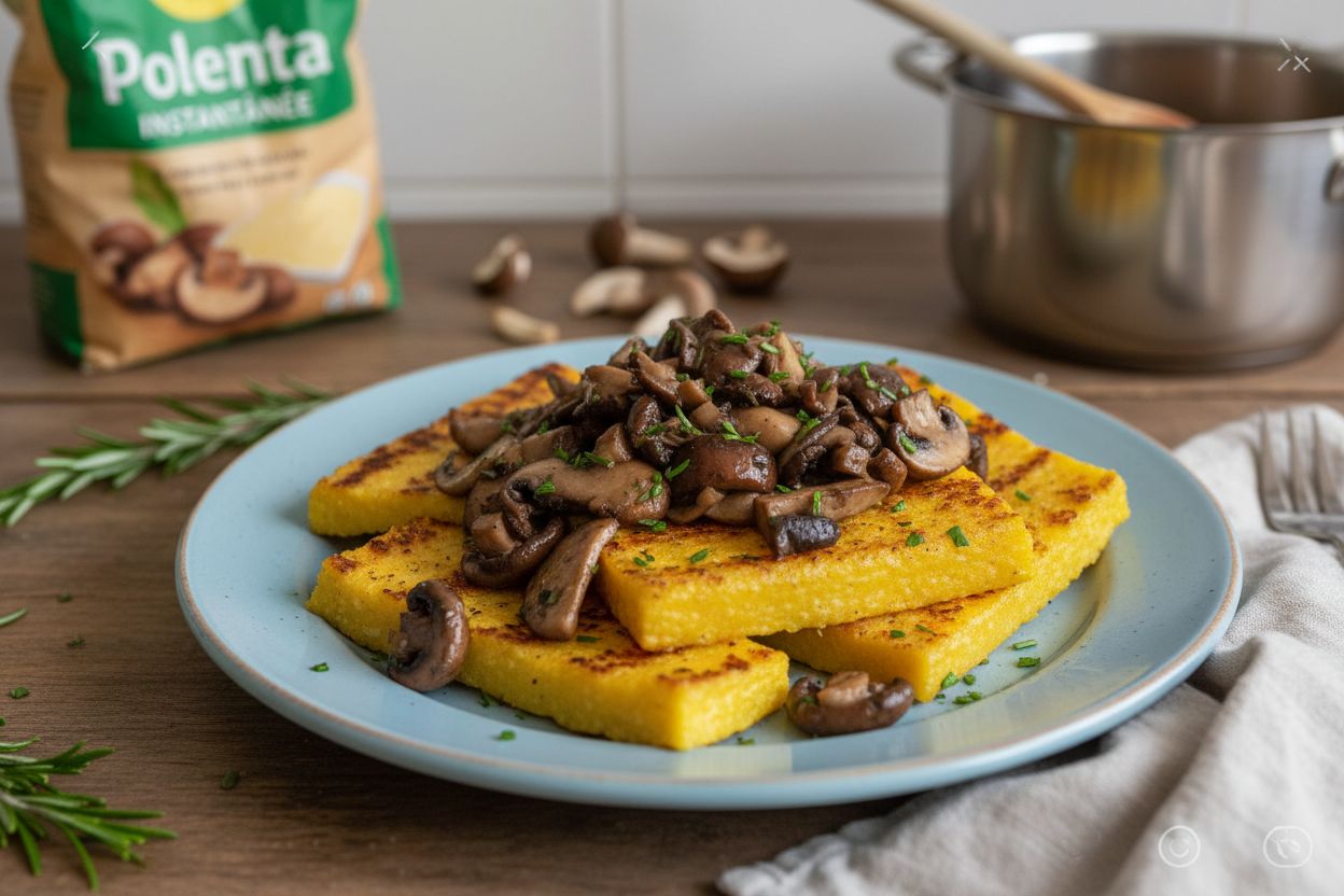 Polenta grillée aux champignons