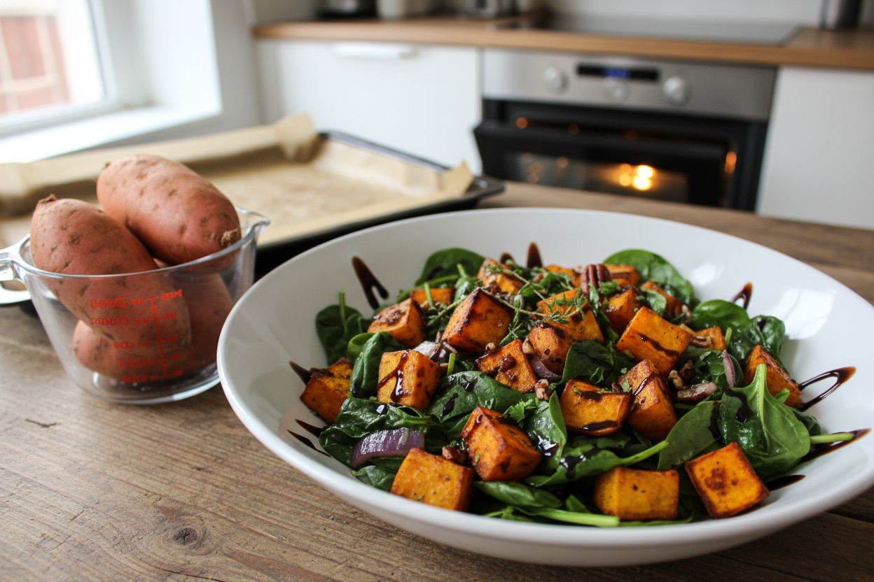 Salade tiède de patates douces rôties