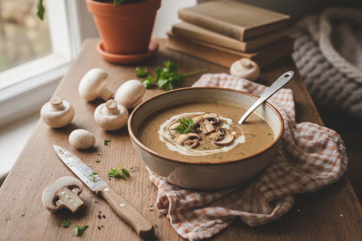 Velouté de champignons et crème végétale