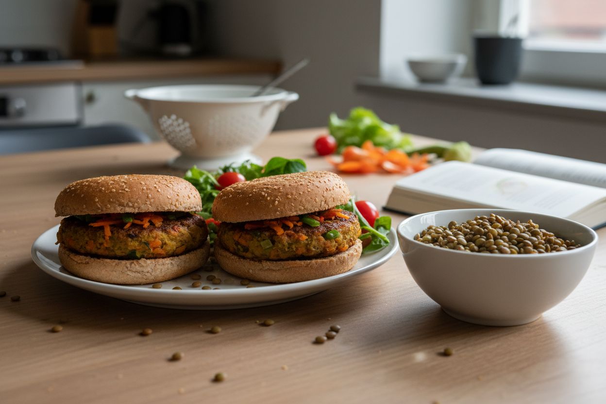 Burgers de lentilles et légumes