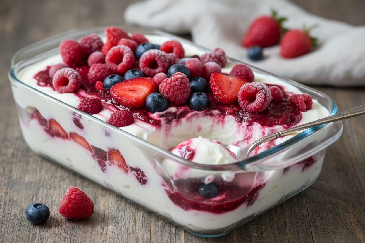 Parfait glacé au yaourt et fruits rouges