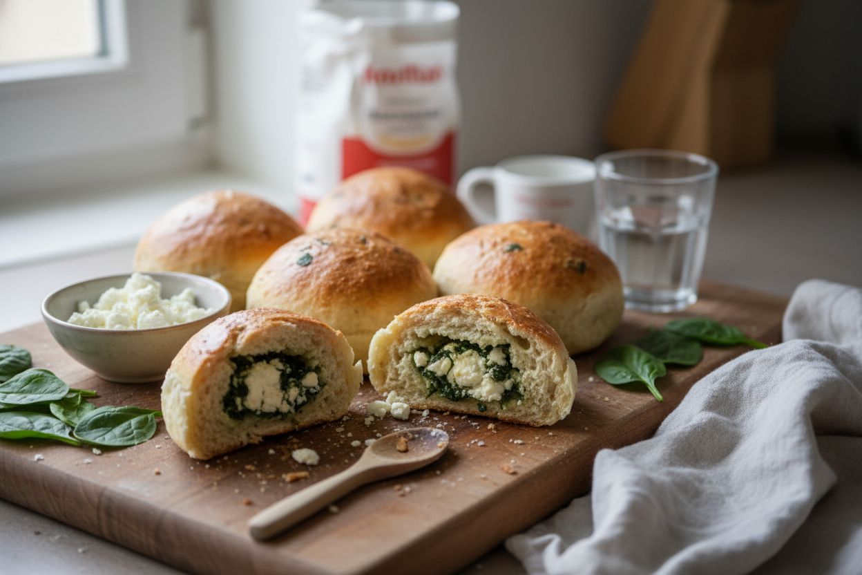 Petits pains farcis aux épinards et feta