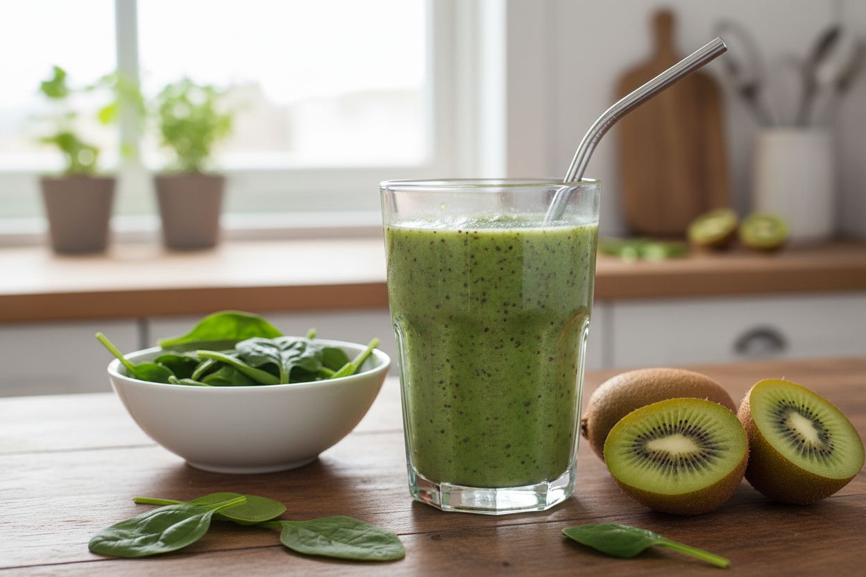 Smoothie aux épinards et kiwi