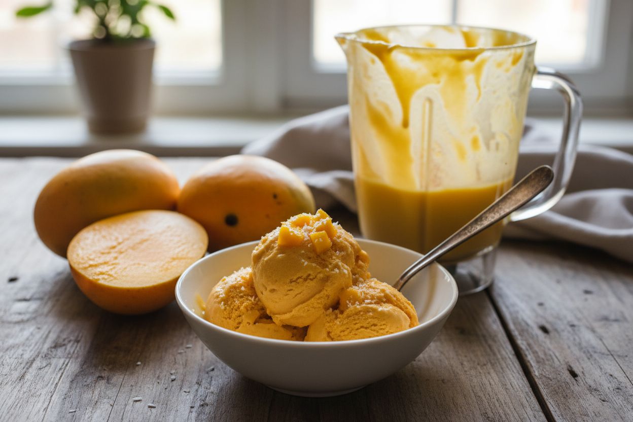 Glace maison à la mangue terminé