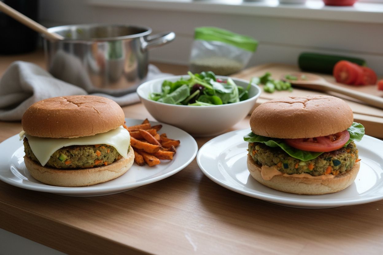 Burgers de lentilles et légumes terminé