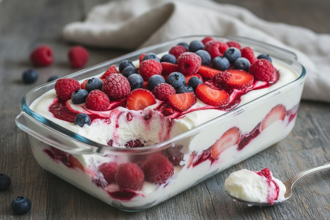 Parfait glacé au yaourt et fruits rouges terminé