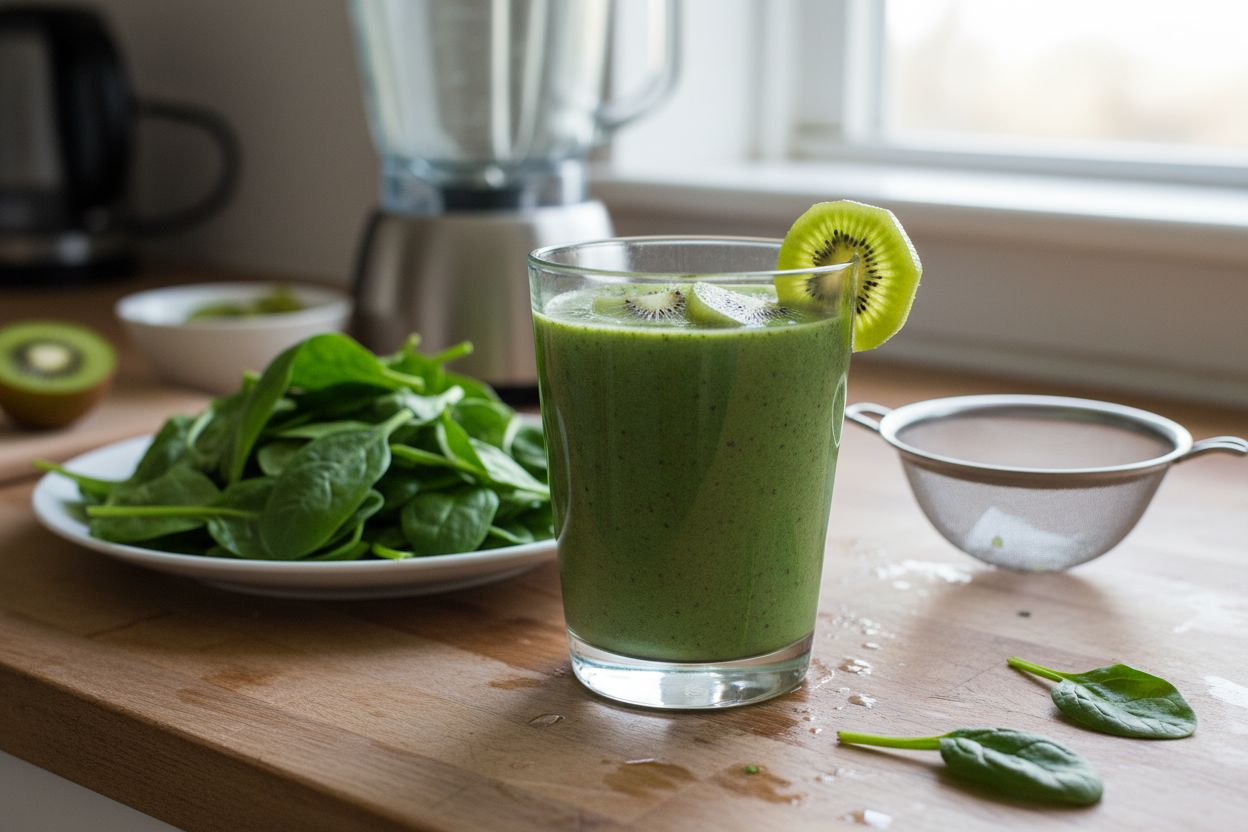 Smoothie aux épinards et kiwi terminé