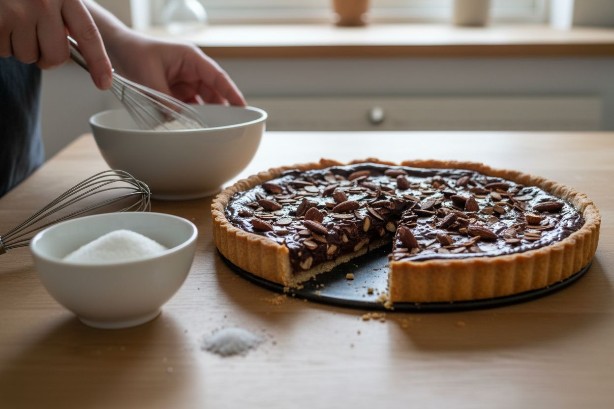 Tarte au chocolat noir et amandes terminé