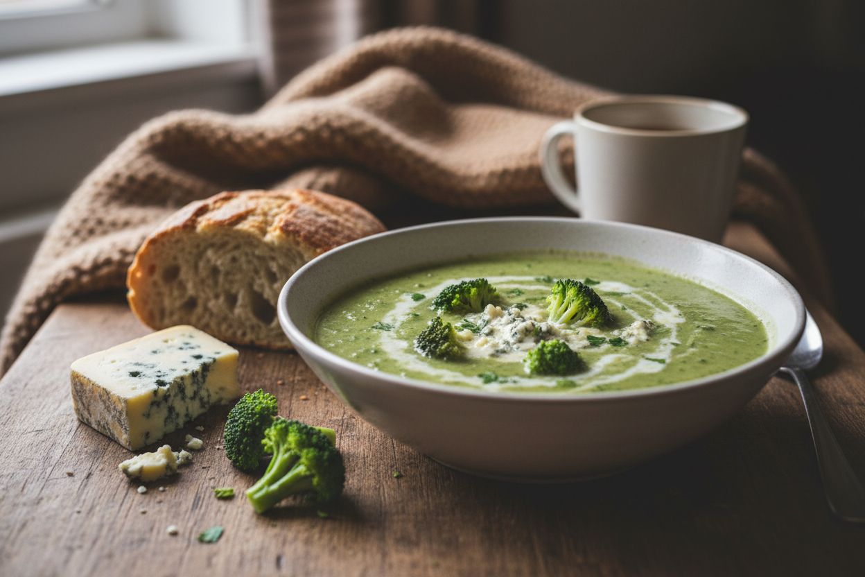 Velouté de brocolis au bleu terminé