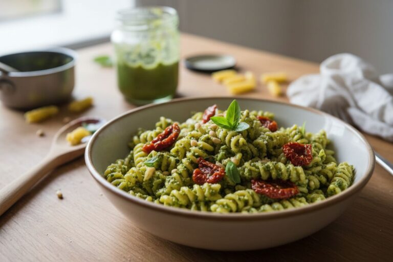 Salade de pâtes pesto tomates séchées Recette facile et gourmande