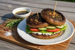Burger de champignons portobello grillés