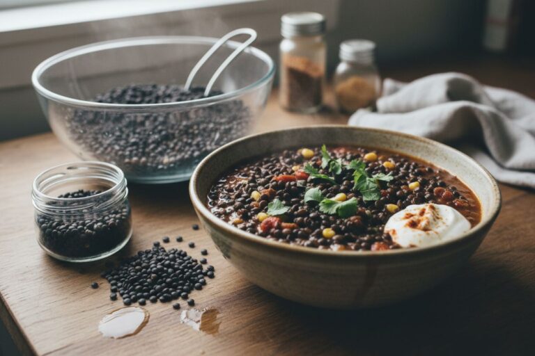 Chili végétarien aux lentilles noires Recette protéinée et gourmande