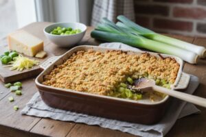 Crumble salé aux poireaux et comté