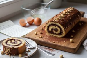 Gâteau roulé chocolat-noisettes